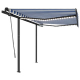 VidaXL Luifel handmatig uittrekbaar met LED 3,5x2,5 m blauw en wit