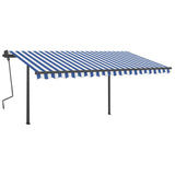 VidaXL Luifel automatisch met LED en windsensor 4x3 m blauw en wit