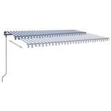 VidaXL Luifel automatisch met LED en windsensor 5x3 m blauw en wit