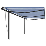 VidaXL Luifel handmatig uittrekbaar met palen 6x3 m blauw en wit