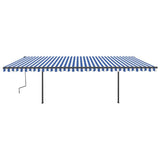 VidaXL Luifel handmatig uittrekbaar met LED 6x3 m blauw en wit