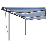 VidaXL Luifel automatisch met LED en windsensor 6x3 m blauw en wit
