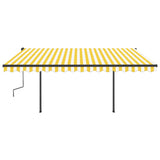 Vidaxl Luifel extensible manuellement avec des poteaux 4,5x3,5 m jaune et blanc