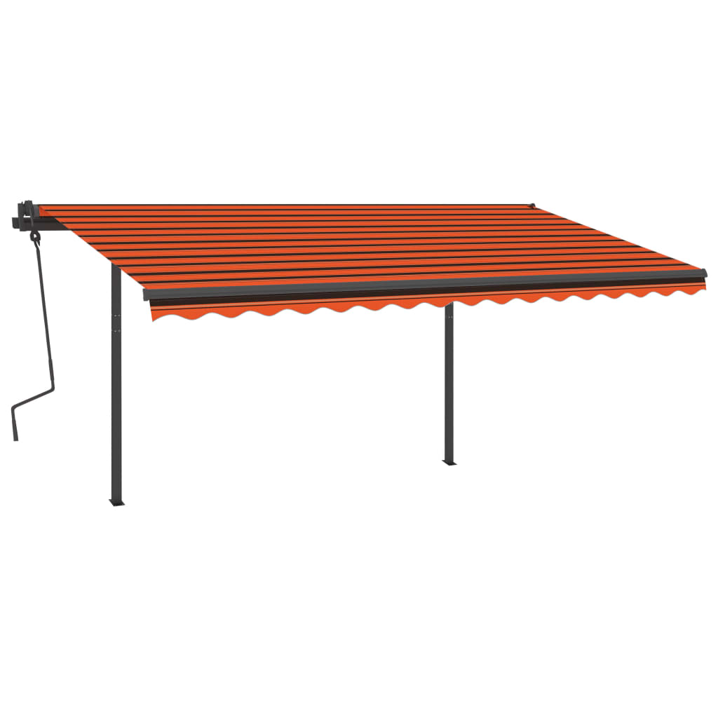 Vidaxl Laifel mit Posts erstreckt sich manuell 4,5 x 3,5 m orange und braun