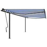 VidaXL Luifel handmatig uittrekbaar met LED 4,5x3,5 m blauw en wit