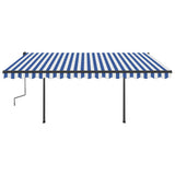 VidaXL Luifel handmatig uittrekbaar met LED 4,5x3,5 m blauw en wit