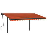 VidaXL Luifel handmatig uittrekbaar met LED 4,5x3,5 m oranje en bruin