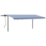 VidaXL Luifel handmatig uittrekbaar met LED 5x3,5 m blauw en wit