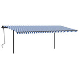 VidaXL Luifel automatisch uittrekbaar met palen 6x3,5 m blauw en wit