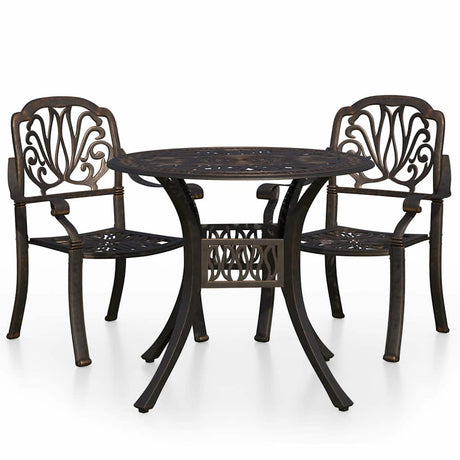 Vidaxl 3-delige bistroset gietaluminium bronskleurig