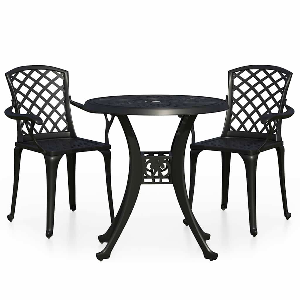 Vidaxl 3-delige bistroset gietaluminium zwart