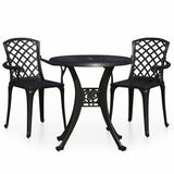 Vidaxl 3-delige bistroset gietaluminium zwart