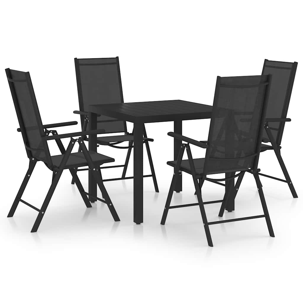 Vidaxl 5-delige tuinset aluminium zwart