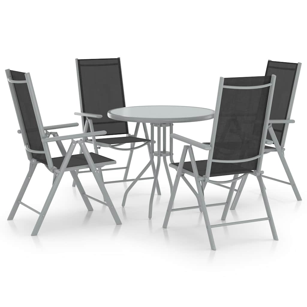 Vidaxl 5-delige tuinset aluminium en textileen zilverkleurig