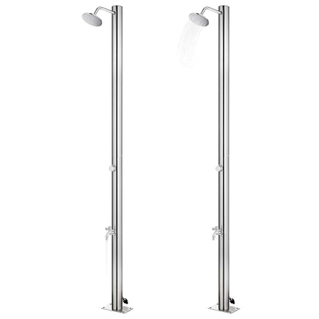 Vidaxl buitendouche met bruine basis 220 cm roestvrij staal