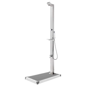 Vidaxl buitendouche met grijze basis 225 cm roestvrij staal
