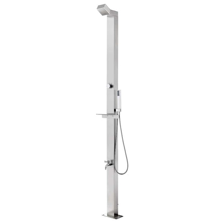 Vidaxl buitendouche met grijze basis 225 cm roestvrij staal