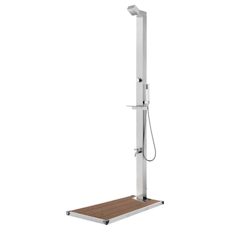 Vidaxl buitendouche met bruine basis 225 cm roestvrij staal