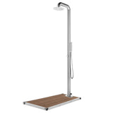 Douche extérieure Vidaxl avec base brune 230 cm en acier inoxydable