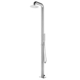 Douche extérieure Vidaxl avec base brune 230 cm en acier inoxydable