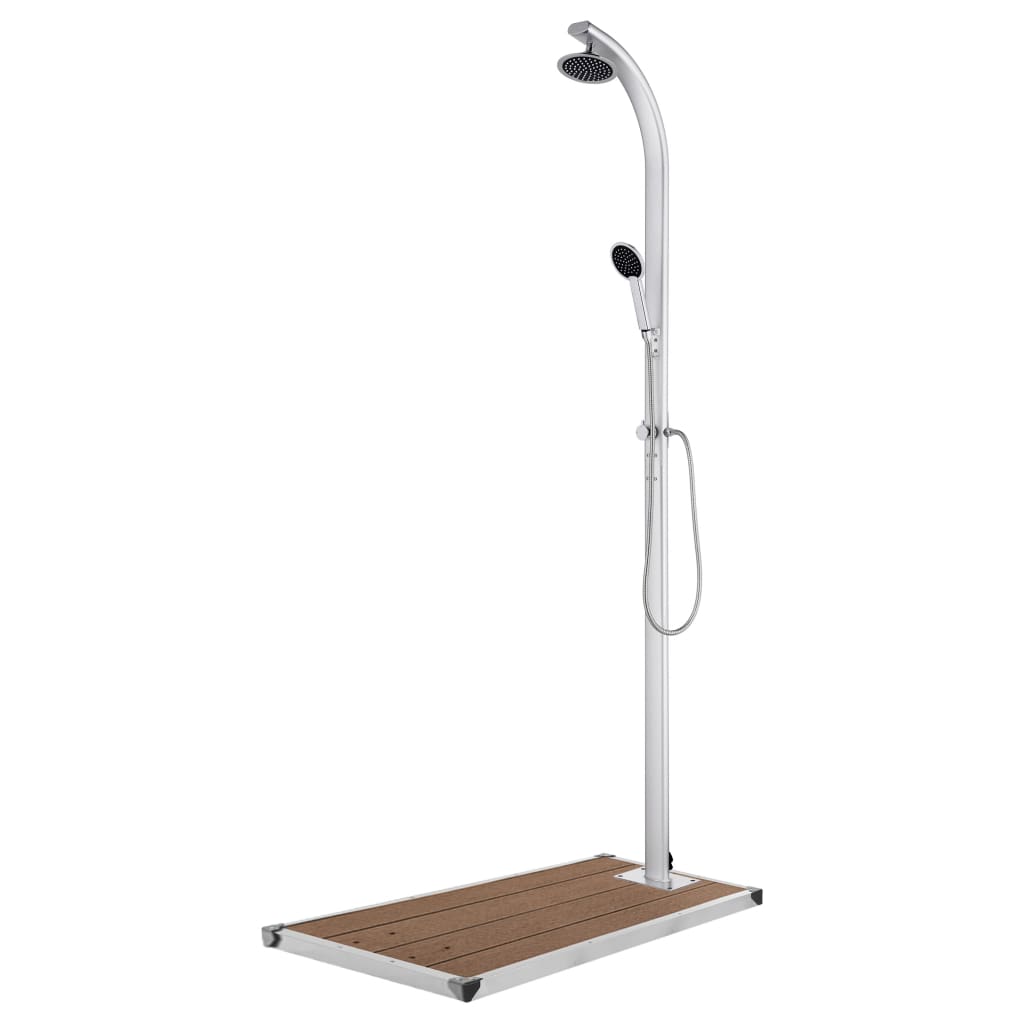 Douche extérieure vidaxl avec base brune 220 cm en aluminium