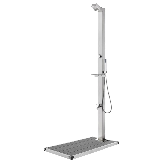Vidaxl buitendouche met grijze basis 225 cm roestvrij staal