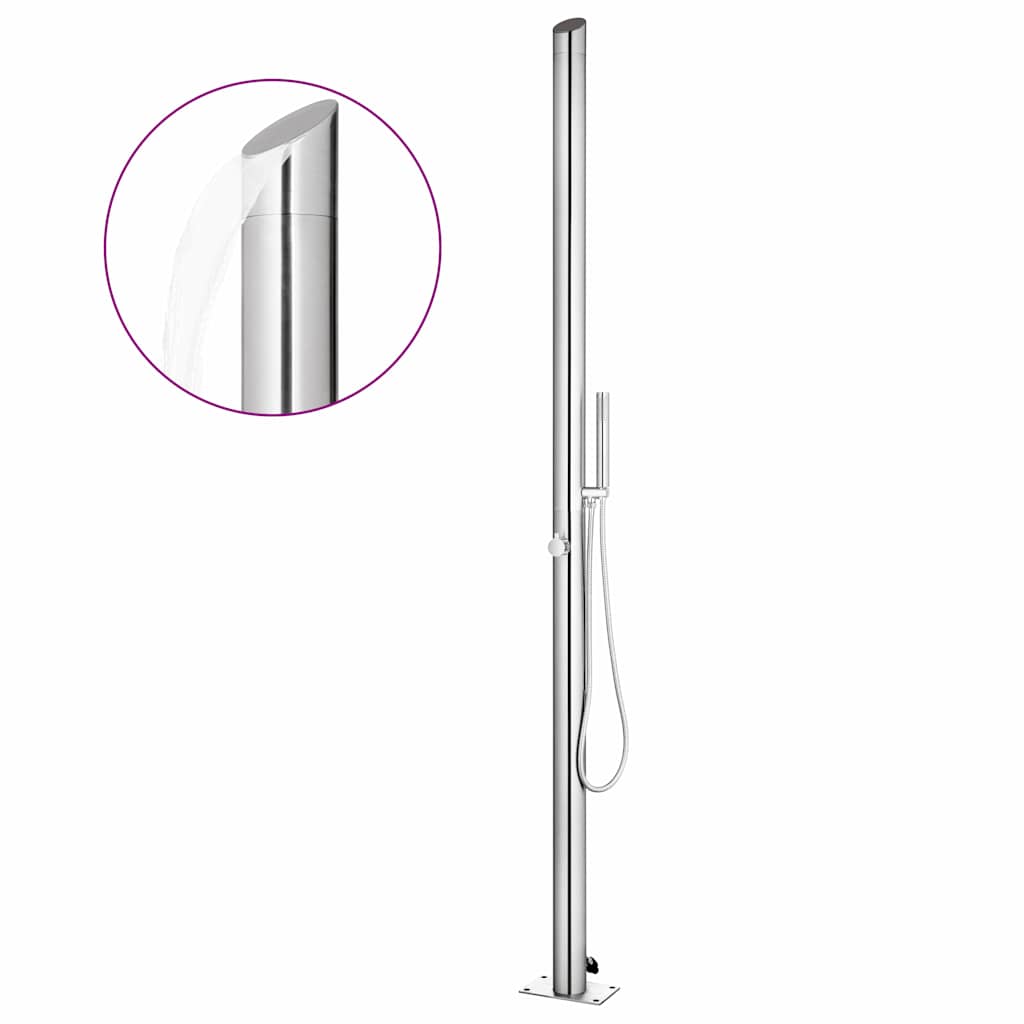 Vidaxl buitendouche met grijze basis 225 cm roestvrij staal