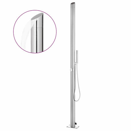 Vidaxl buitendouche met grijze basis 225 cm roestvrij staal