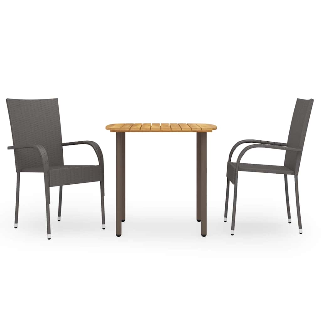 Vidaxl 3-delige tuinset poly rattan bruin