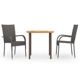 Vidaxl 3-delige tuinset poly rattan bruin