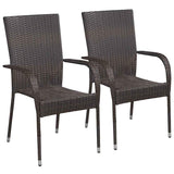 Vidaxl 3-delige tuinset poly rattan bruin