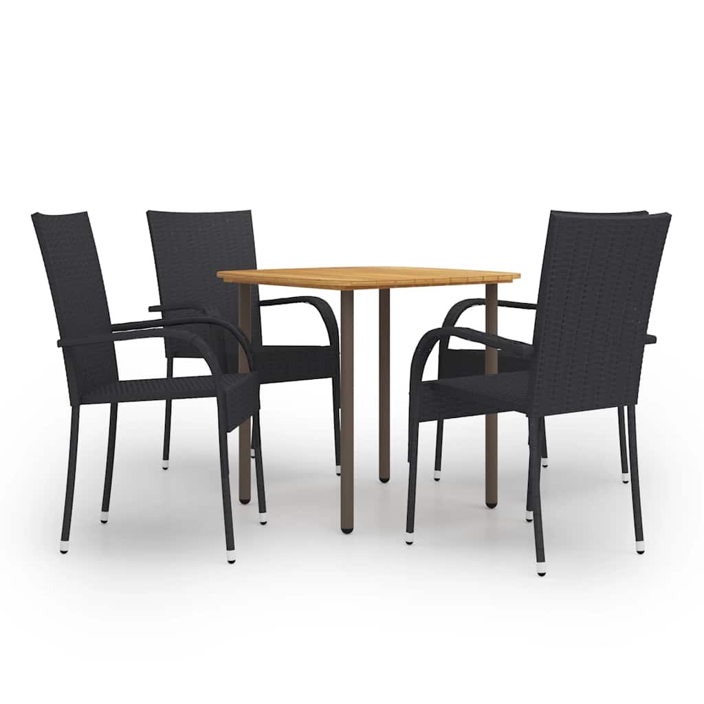 Vidaxl 5-delige tuinset poly rattan zwart