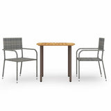 Vidaxl 3-delige tuinset poly rattan grijs