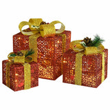 Vidaxl kerstdecoratie geschenkdozen 3 st binnen buiten rood