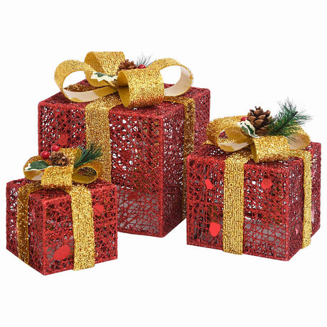 Vidaxl kerstdecoratie geschenkdozen 3 st binnen buiten rood