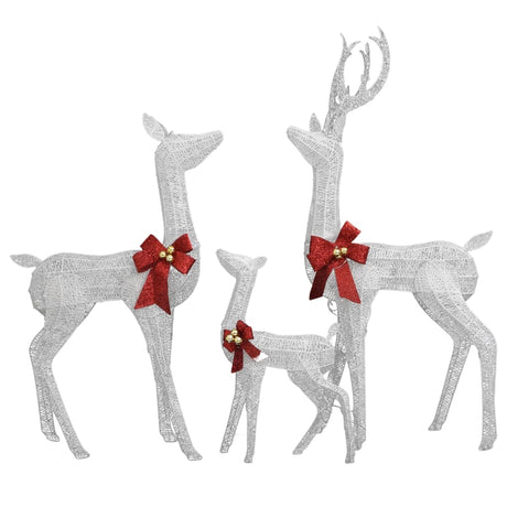 VidaXL Kerstversiering rendierfamilie 201 LED's wit en zilverkleurig