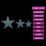 VidaXL Kerstdecoratiesterren 3 st LED buiten binnen mesh zilverkleurig