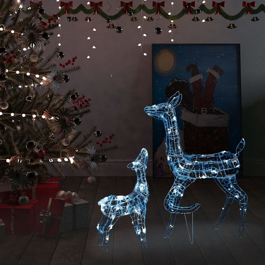 Vidaxl julepynt Reindeer familie 160 LEDS kald hvit akryl