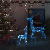 Vidaxl Chrëschtdagskorratiounen Reindeer Famill 160 Lads bloe Acrylic