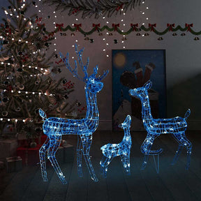Vidaxl kerstversiering rendierfamilie 300 led's blauw acryl