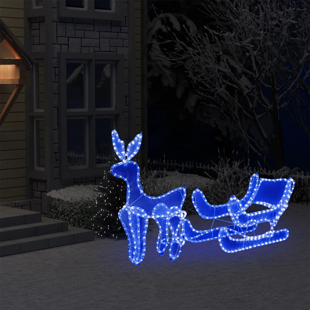 Vidaxl kerstverlichting rendier en slee met mesh 432 led's