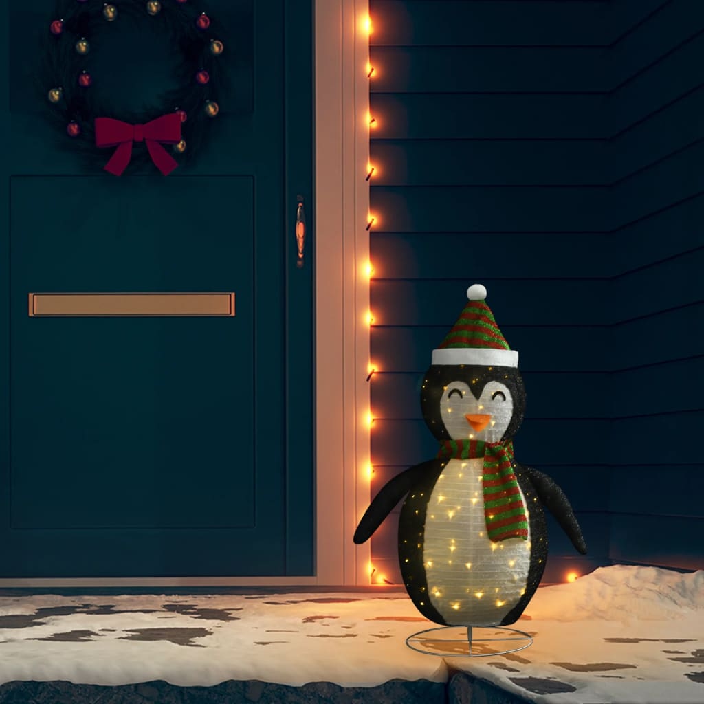 Vidaxl Božični Penguin Decorative LED 90 cm luksuzna tkanina