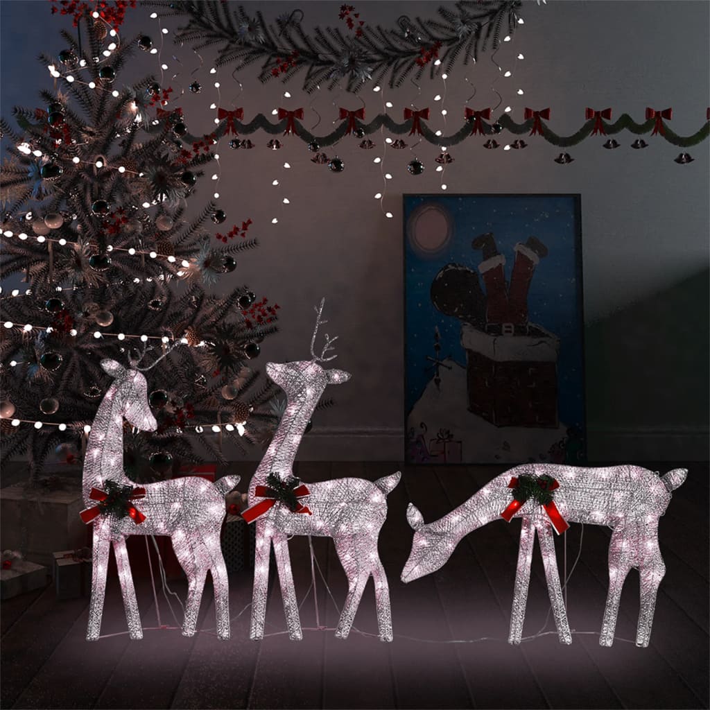 Vidaxl Reindeer Family Božič toplo bela 270x7x90 cm mreža z zlato barvo