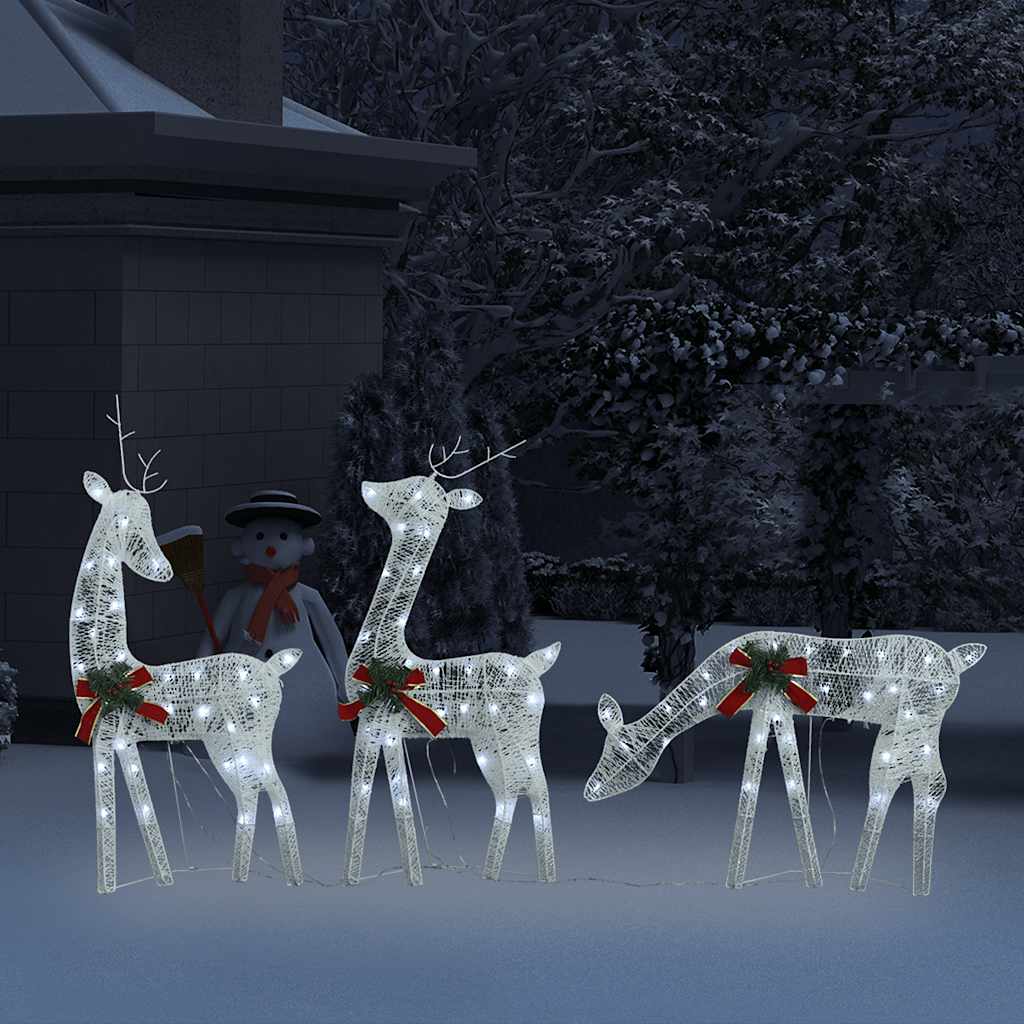 Vidaxl Reindeer Familie Weihnachten kaltes Weiß 270x7x90 cm Mesh Weiß