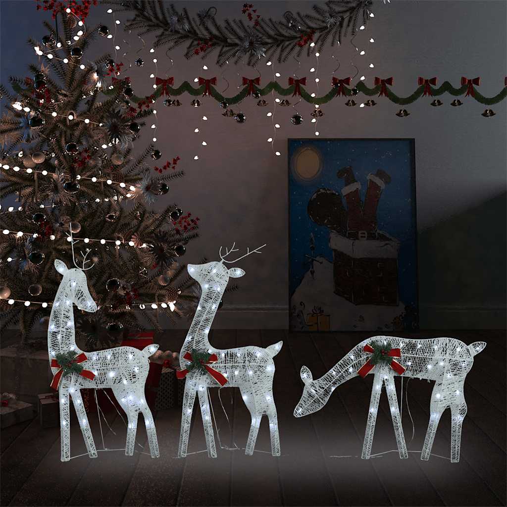 Vidaxl reindeer family Christmas Cold white 270x7x90 cm Mesh White