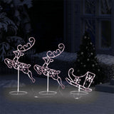 Vidaxl Decoration Reindeer e slitta 260x21x87 cm Acrilico bianco caldo