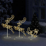 Vidaxl kerstdecoratie rendieren en slee 260x21x87 cm acryl warmwit