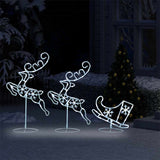 Vidaxl kerstdecoratie rendieren en slee 260x21x87 cm acryl koudwit
