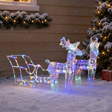 Vidaxl kerstversiering rendieren en slee 160 led's 130 cm acryl