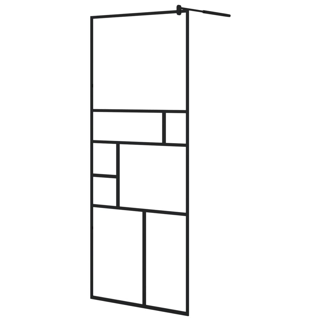 Vidaxl Walk-in shower wall 80x195 cm ESG-Glas Transparent and Black